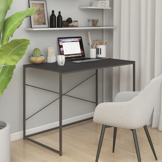 vidaXL Tietokonepöytä musta 110x60x70 cm lastulevy