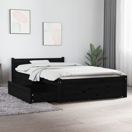 vidaXL Sängynrunko laatikoilla musta 100x200 cm