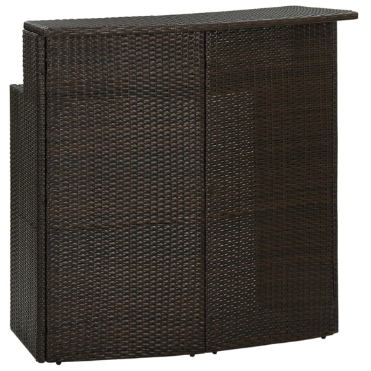 vidaXL Puutarhan baaripöytä ruskea 120x55x110 cm polyrottinki