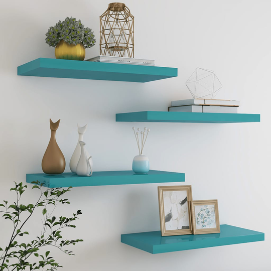 vidaXL Kelluvat seinähyllyt 4 kpl sininen 60x23,5x3,8 cm MDF