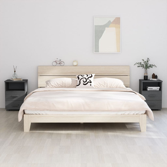 vidaXL Yöpöydät 2 kpl tummanharmaa 40x35x62 täysi mänty