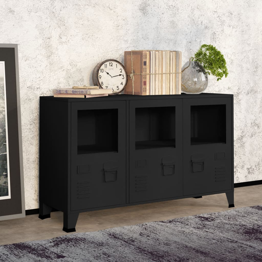 vidaXL Senkki musta 105x35x62 cm metalli ja lasi
