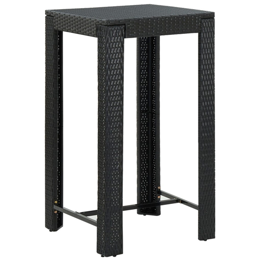 vidaXL Puutarhan baaripöytä musta 60,5x60,5x110,5 cm polyrottinki