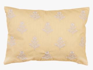 Broderie koristetyyny keltainen