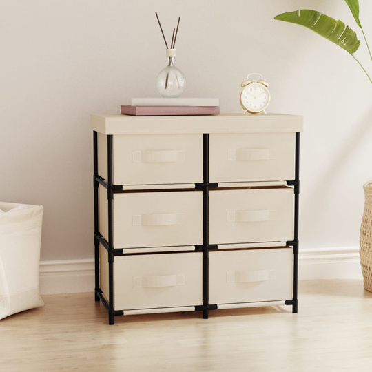 vidaXL Säilytyskaappi 6 laatikolla 55x29x55 cm kerma teräs