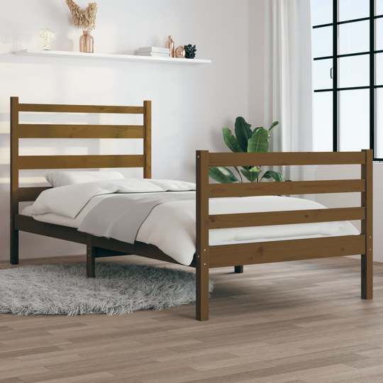 vidaXL Sängynrunko täysi mänty 100x200 cm hunajanruskea