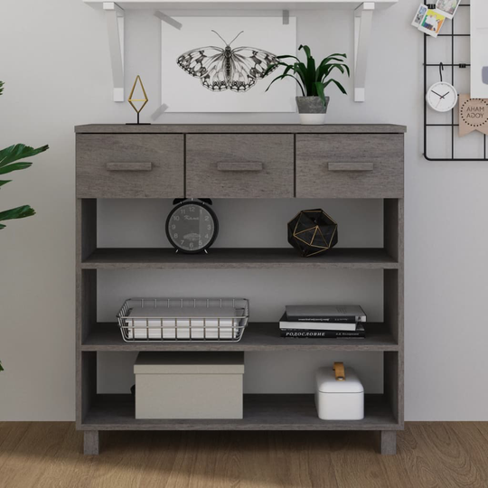 vidaXL Konsolipöytä vaaleanharmaa 90x35x90 cm täysi mänty