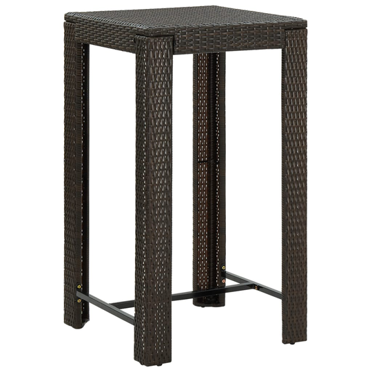 vidaXL Puutarhan baaripöytä ruskea 60,5x60,5x110,5 cm polyrottinki
