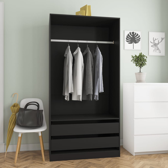 vidaXL Vaatekaappi musta 100x50x200 cm lastulevy