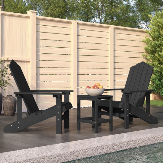 vidaXL Adirondack puutarhatuolit pöydällä HDPE antrasiitti