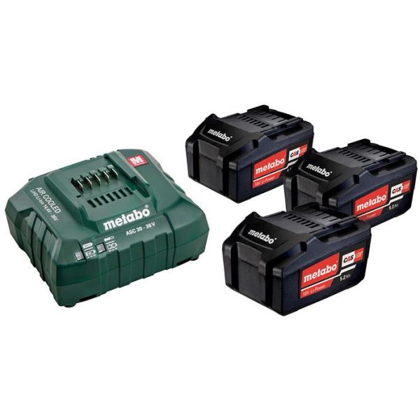 Metabo Bas-set Latauspaketti sis. 3 kpl 5,2 Ah:n akkuja ja laturin