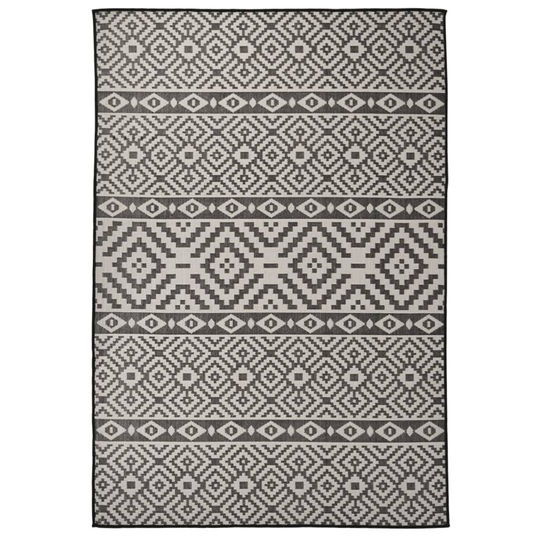 vidaXL Ulkomatto Flatweave 160x230 cm mustat raidat