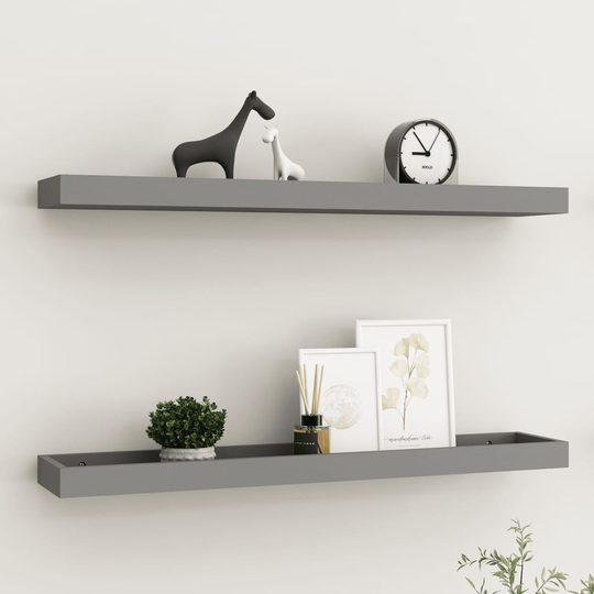 vidaXL Loggia seinähyllyt 2 kpl harmaa 80x15x4 cm MDF