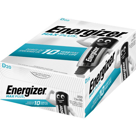 Energizer Max Plus Alkaliparisto D, 1,5 V, 20 kpl