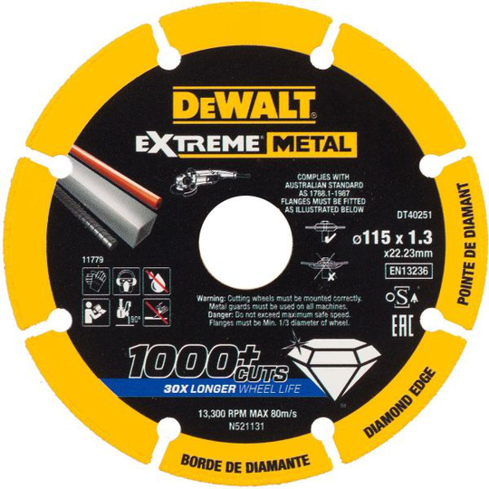 Dewalt DT40251-QZ Timanttikatkaisulaikka 1,3 mm 115 x 22,23 mm