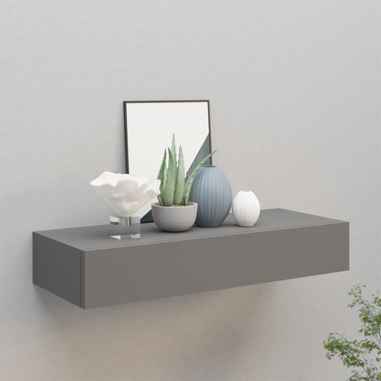 vidaXL Seinälaatikkohylly harmaa 60x23,5x10 cm MDF