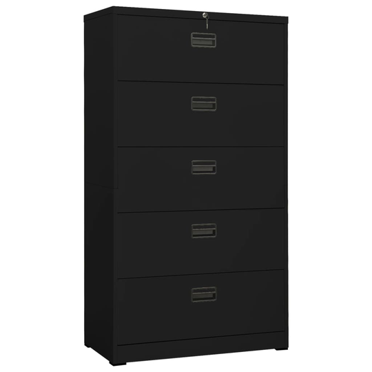 vidaXL Arkistokaappi musta 90x46x164 cm teräs