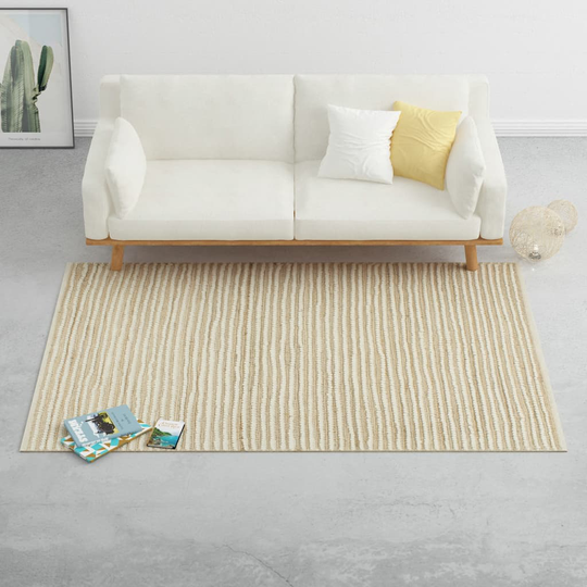 vidaXL Matto hamppu villa 80x150 cm luonnollinen/valkoinen