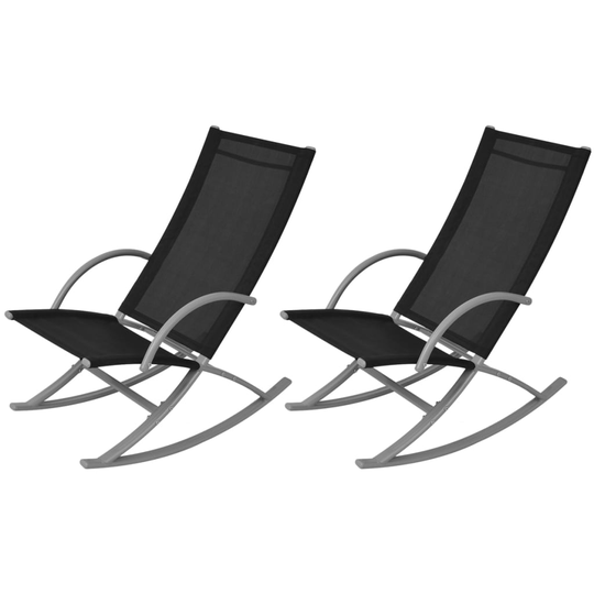 vidaXL Keinutuolit 2 kpl teräs ja textilene musta