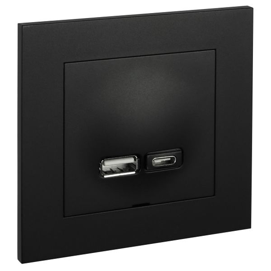 Elko Plus Latausasema USB A+ C Musta