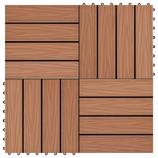 vidaXL Lattialaatat 11 kpl WPC 30x30 cm 1 m² vaaleanruskea