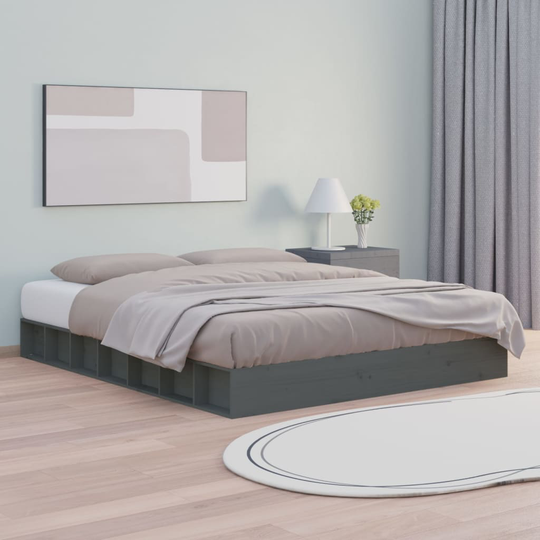 vidaXL Sängynrunko harmaa 120x200 cm täysi puu