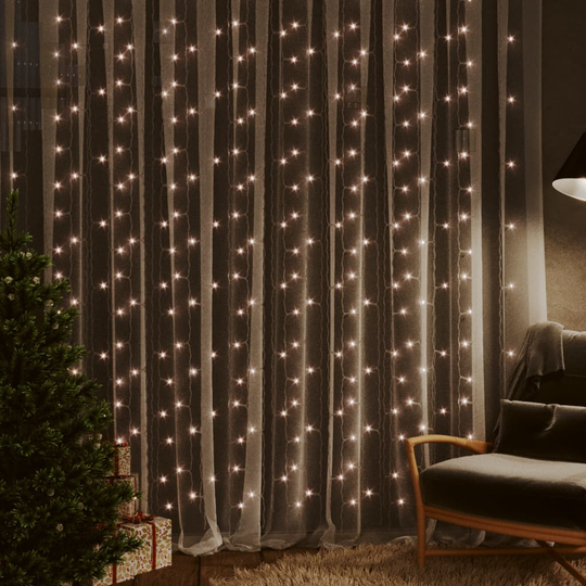 vidaXL LED-valonauhaverho keijuvalot 3x3 m 300 LEDiä lämmin valkoinen