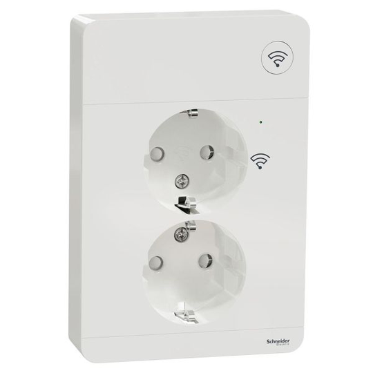 Schneider Electric Wiser WDE002182 Seinäpistorasia 2-osainen, Zigbee Valkoinen