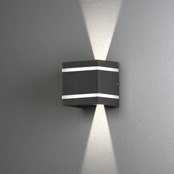 Konstsmide Cremona Seinävalaisin LED, tummanharmaa 2x3 W