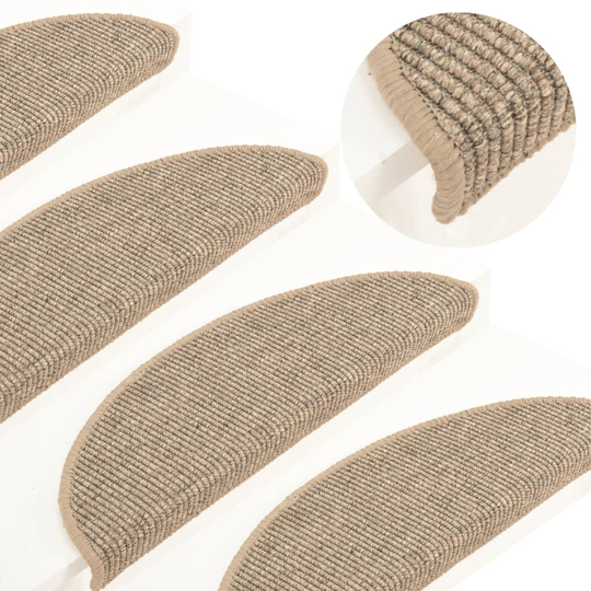 vidaXL Itsekiinnittyvät porrasmatot 15 kpl 56x20 cm tumma beige
