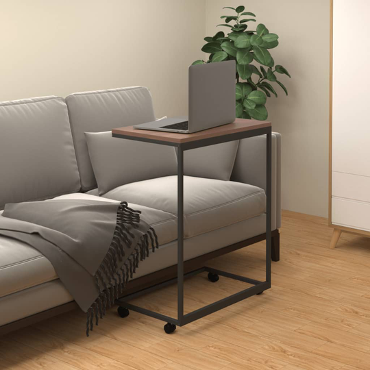 vidaXL Sivupöytä pyörillä musta 55x35x70 cm tekninen puu