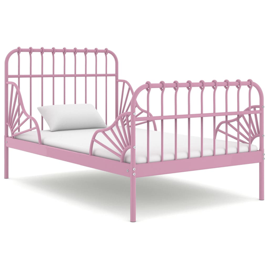 vidaXL Jatkettava sängynrunko pinkki metalli 80x130/200 cm