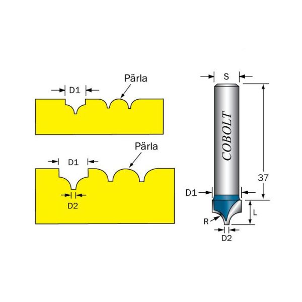 Cobolt 232-003 Koristeleikkuri R=3, D=6,5
