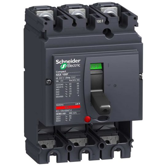 Schneider Electric NSX100F Virtakatkaisin 3-napainen 100 A, 36 kA