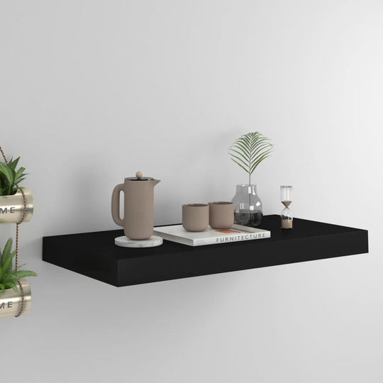 vidaXL Kelluva seinähylly musta 50x23x3,8 cm MDF