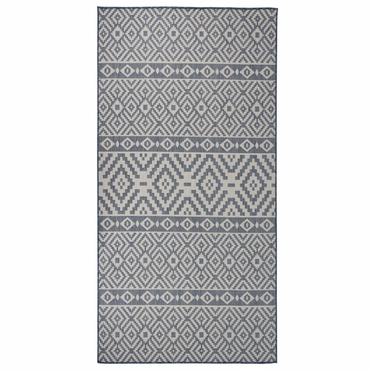 vidaXL Ulkomatto Flatweave 100x200 cm siniset raidat