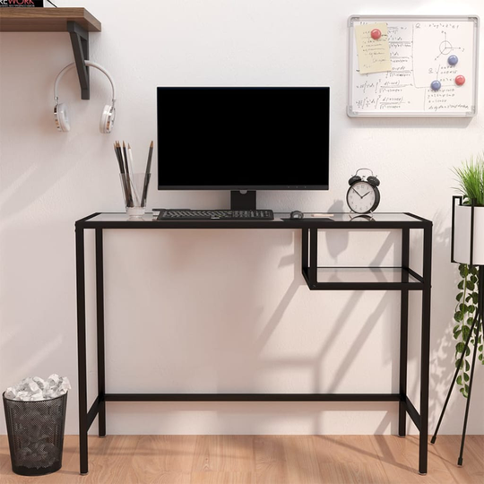 vidaXL Tietokonepöytä läpinäkyvä 100x36x74 cm lasi