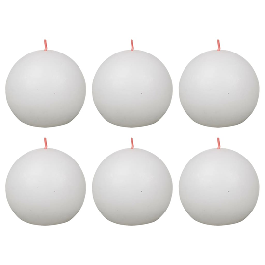 Bolsius Pallokynttilät Shine 6 kpl rustiikkinen 76x190 mm valkoinen