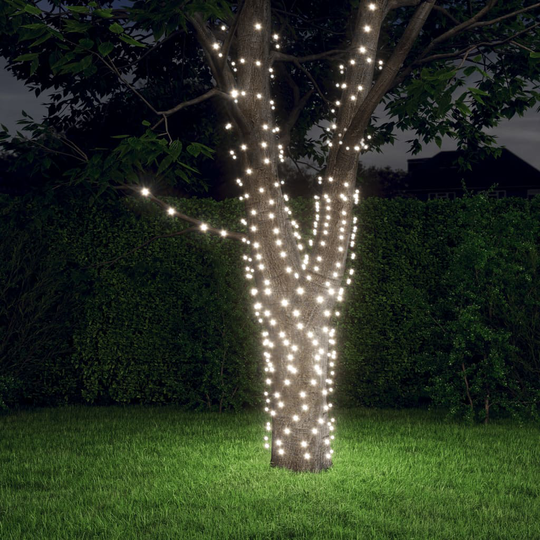 vidaXL Aurinkoenergia keijuvalot 2 kpl 2x200 LED kylmä valk. sisä/ulko