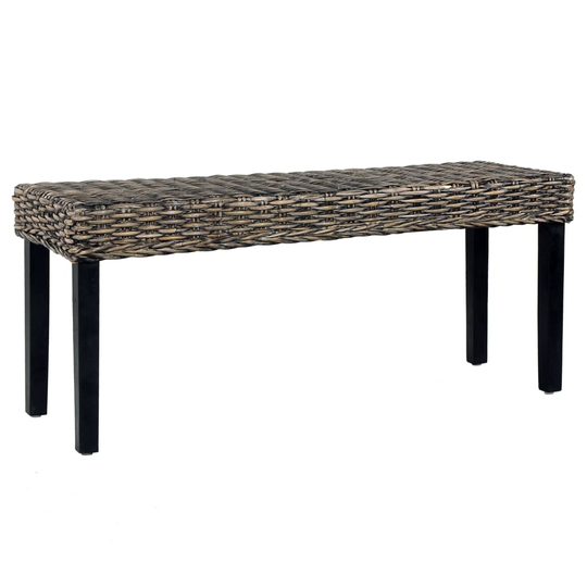 vidaXL Penkki 110 cm musta luonnollinen kubu-rottinki/täysi mangopuu