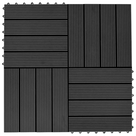 vidaXL Lattialaatat 11 kpl puumuovikomposiitti 30x30 cm 1 m² musta