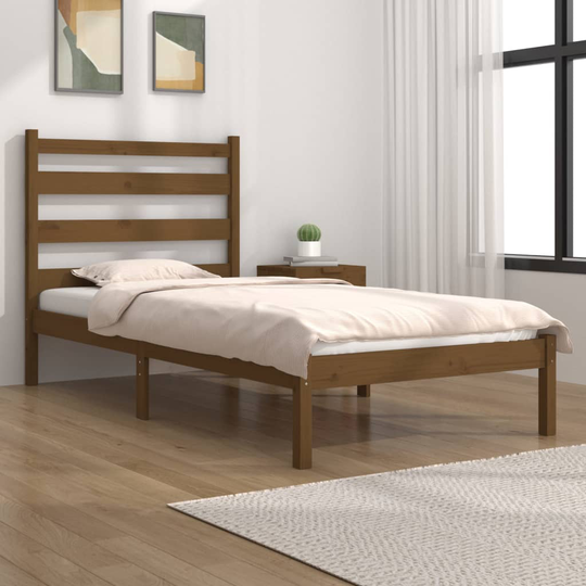 vidaXL Sängynrunko hunajanruskea täysi mänty 100x200 cm