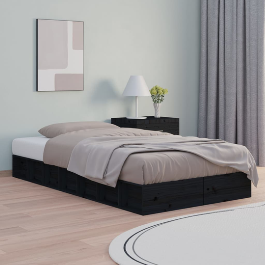 vidaXL Sängynrunko musta 100x200 cm täysi puu