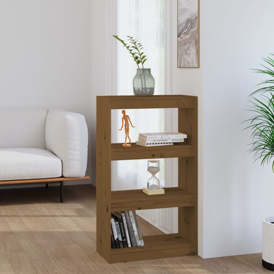 vidaXL Kirjahylly/tilanjakaja hunajanruskea 60x30x103,5 cm täysi mänty