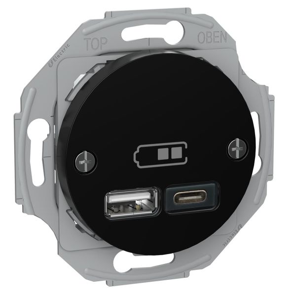 Schneider Electric Renova USB-liitäntä USB tyyppi A+C Musta