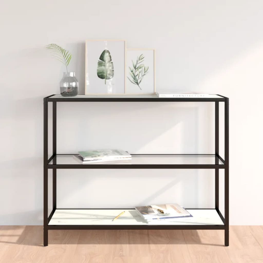 vidaXL Konsolipöytä läpinäkyvä ja valkoinen marmori 100x36x90 cm lasi
