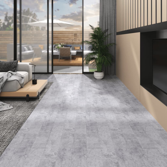 vidaXL PVC-lattialankut 5,02 m² 2 mm itseliimautuva sementinharmaa